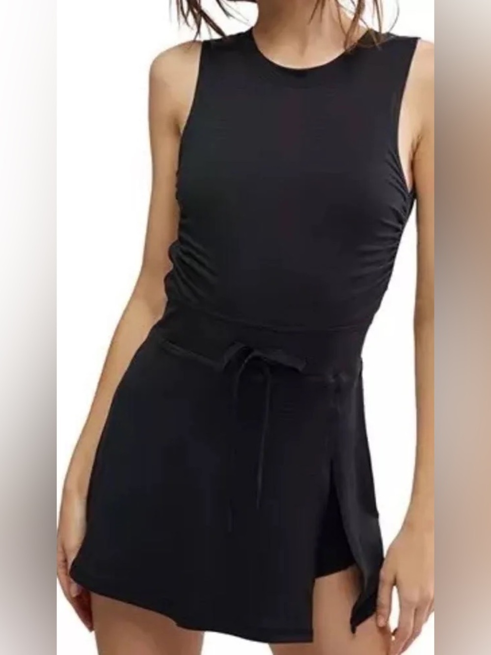 *FP MOVEMENT* Black Easy Does It Sleeveless Athletic Tie Waist Romper Size Small